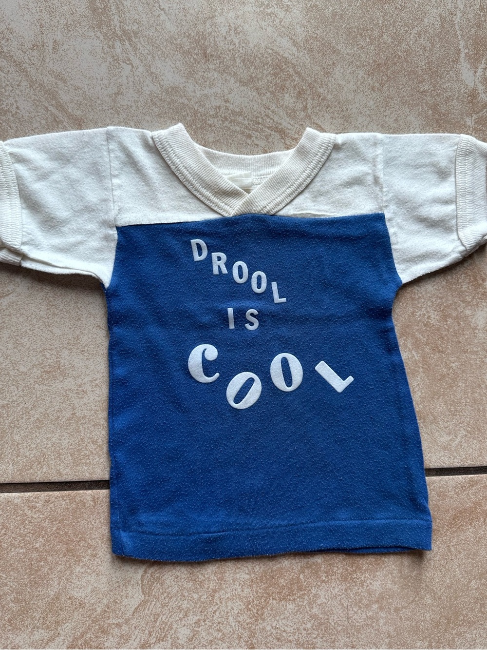 Vintage toddler 'Drool Is Cool' Blue & White Tee
